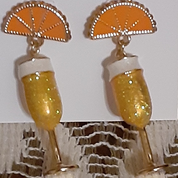 Betsey Johnson Sparkly Champagne Earrings - Picture 3 of 3